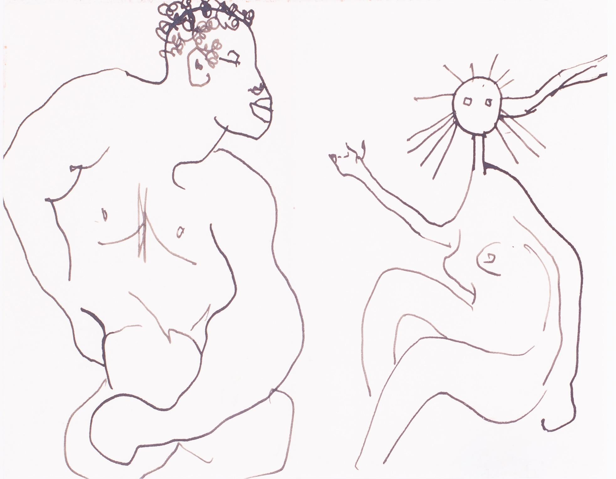 Eye catching Roger Hilton Zeichnung eines Mannes und einer Frau, Tinte auf Papier, modern, Roger Hilton im Angebot 1