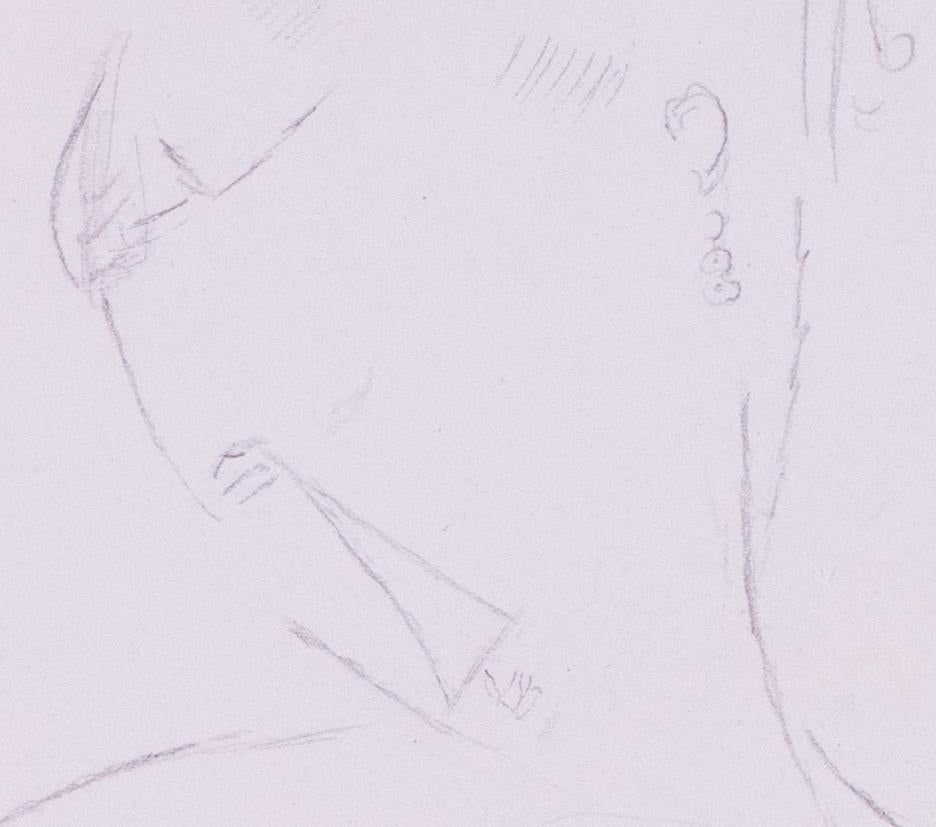 Originale, signierte Amadeo Modigliani-Zeichnung von Frau Anka Zberowska mit Bleistift im Angebot 3