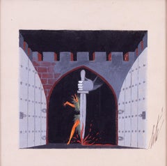 Romain de Tirtoff, called Erte original theatre set design, gouache on paper