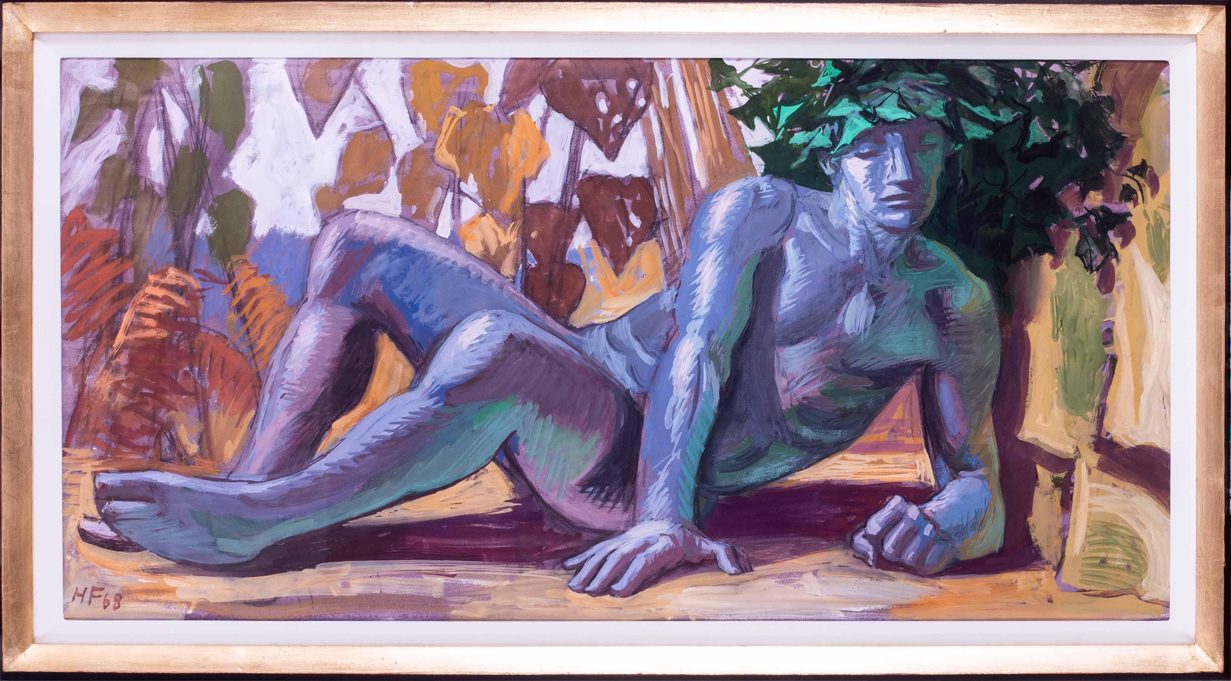 Nude Hans Feibusch - 1968 gouache de l'artiste britannique Hans Artistics 'A study for the four Seasons' (Une étude pour les quatre saisons)