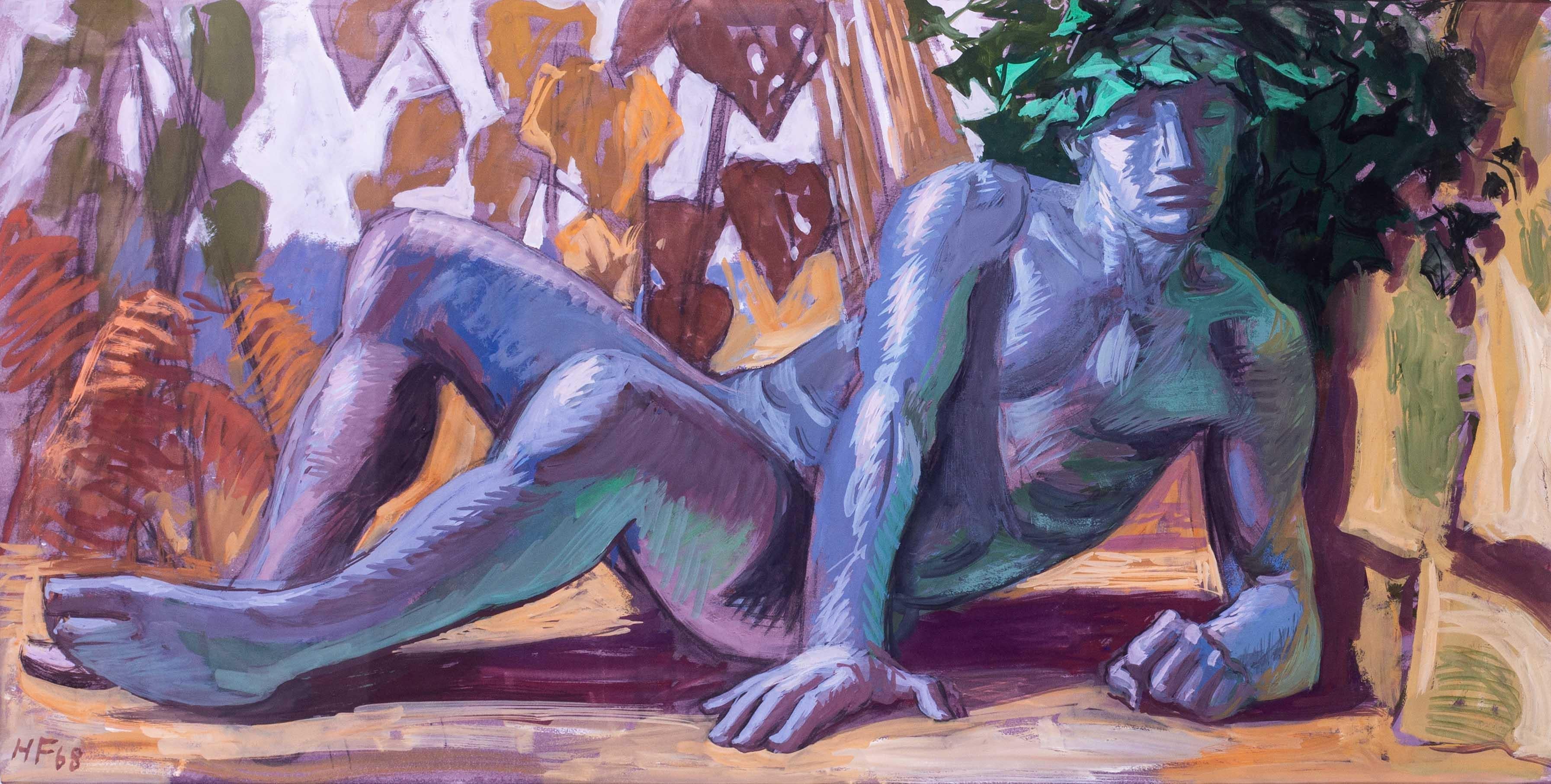 1968 gouache de l'artiste britannique Hans Artistics 'A study for the four Seasons' (Une étude pour les quatre saisons) - Gris Nude par Hans Feibusch