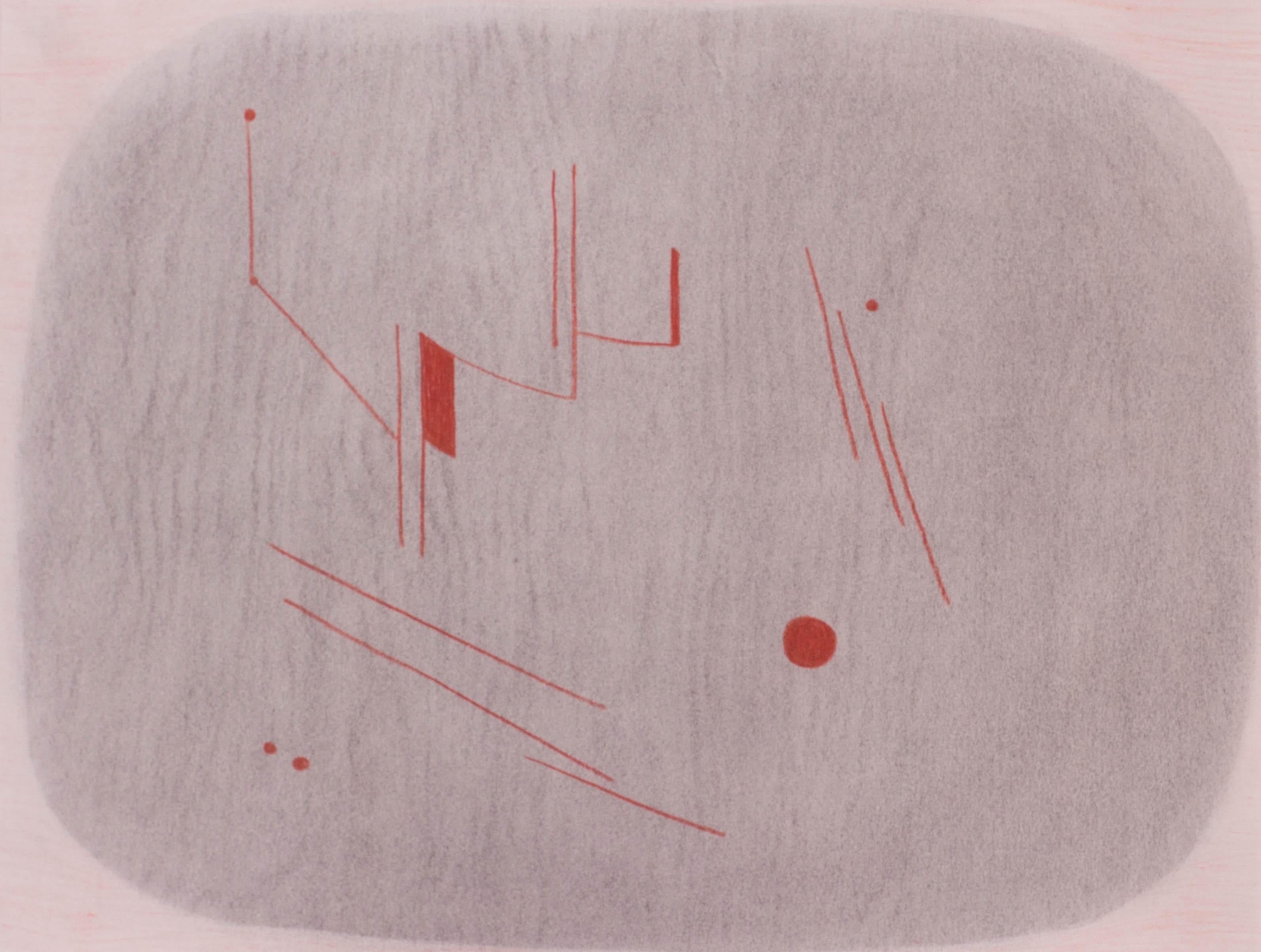 Modern British drawing of abstract with reds by Arthur Berridge, 1950 For Sale 1