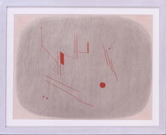 Vintage Modern British drawing of abstract with reds by Arthur Berridge, 1950