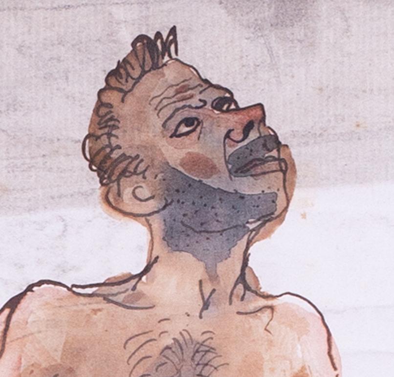 Augustus Edwin John original watercolour drawing of a caveman, British, 20th C For Sale 2