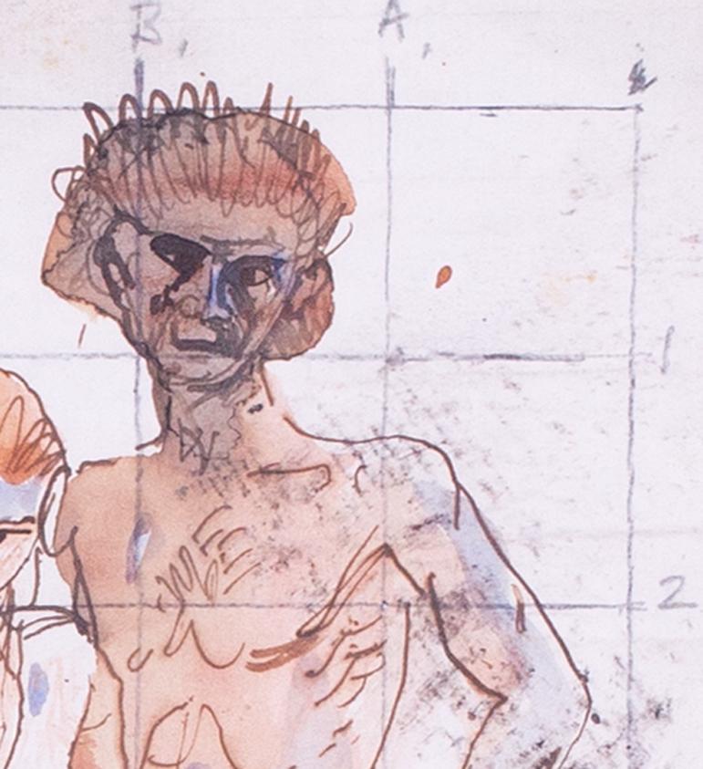 Augustus Edwin John disegno originale ad acquerello di una coppia di cavernicoli, inglese in vendita 2