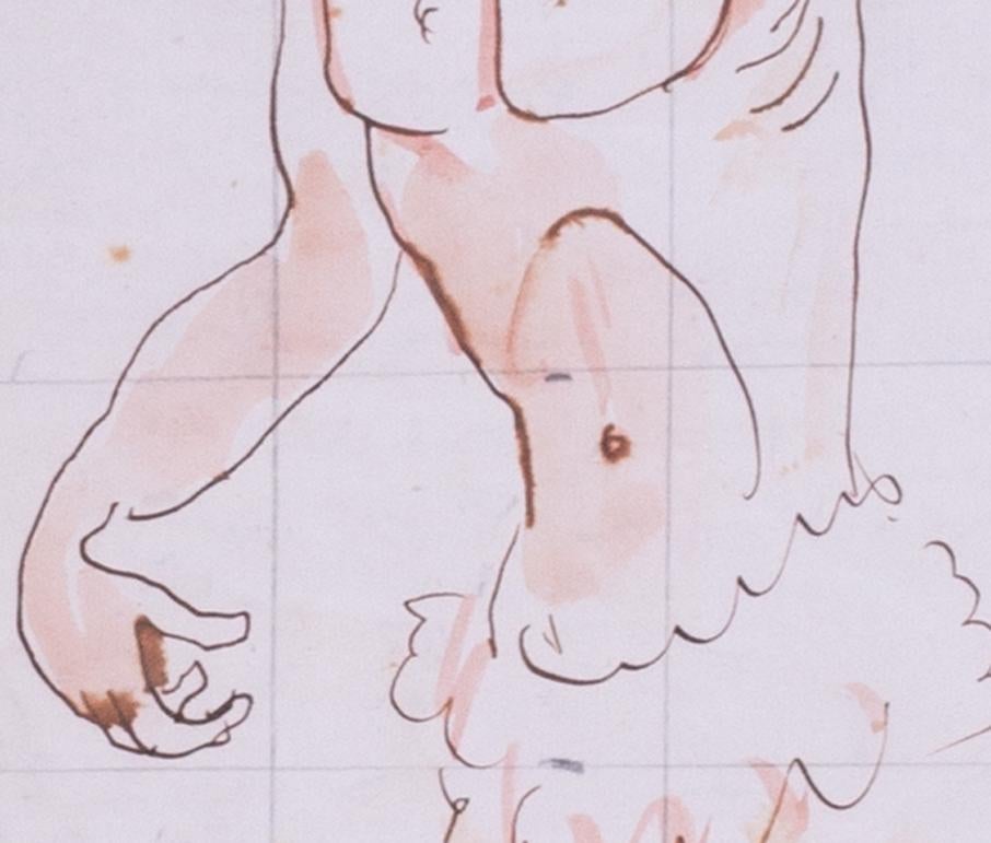Augustus Edwin John disegno originale ad acquerello di un uomo delle caverne, inglese in vendita 4