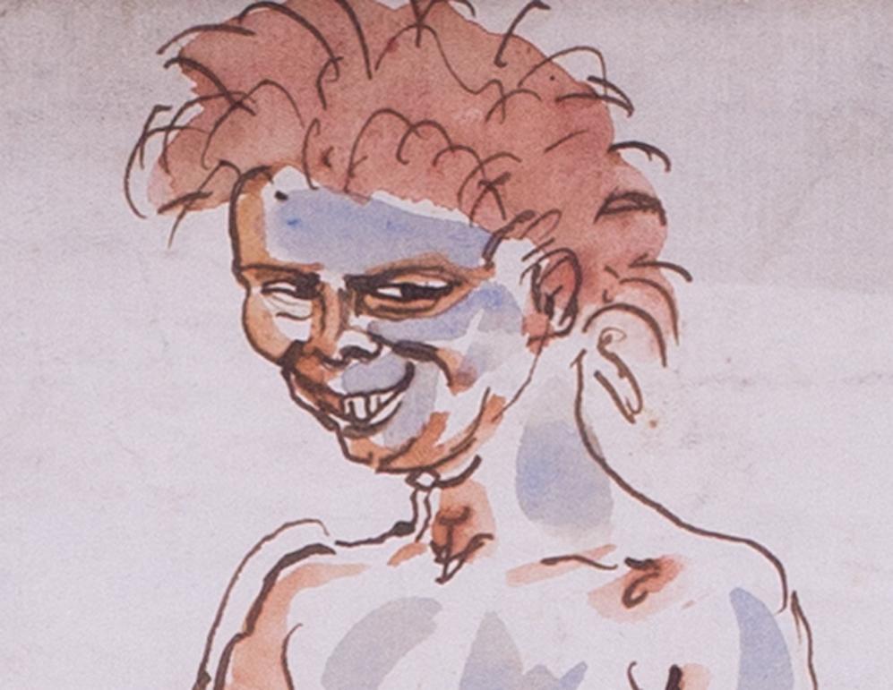 Augustus Edwin John, Original-Aquarellzeichnung einer Höhlenfrau, britische im Angebot 2