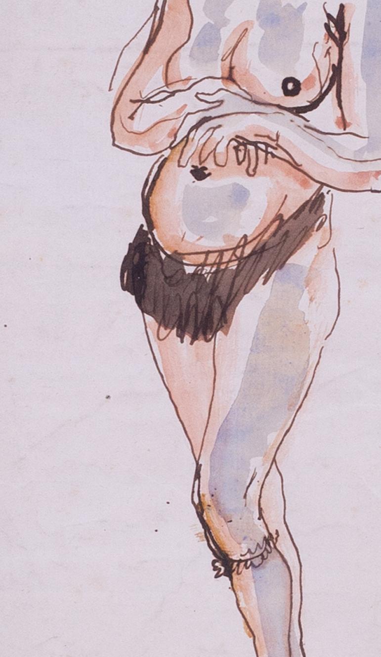 Augustus Edwin John, Original-Aquarellzeichnung einer Höhlenfrau, britische im Angebot 4
