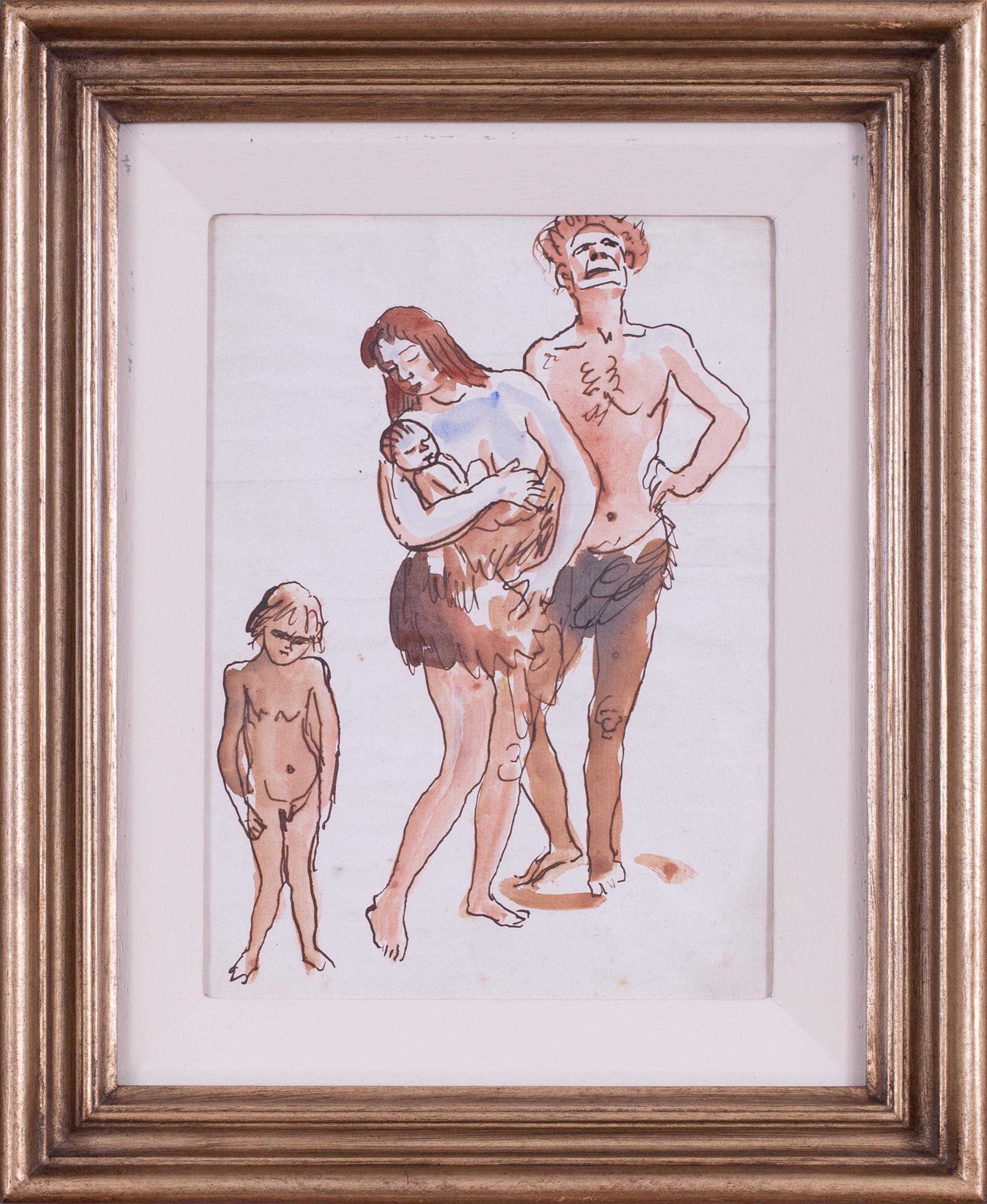 Éste es uno de los dibujos que iban acompañados de una carta firmada de Augustus Edwin John que decía lo siguiente `Alderney Manor/ Nr Parkstone, Dorset / Querido Hodge, te envío unos bocetos con la esperanza de que' lleguen a tiempo de ser útiles