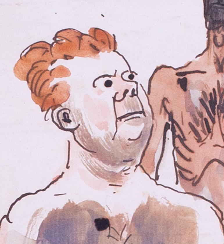 Augustus Edwin John Original-Aquarellzeichnung einer Höhle  Menschen, Briten im Angebot 2