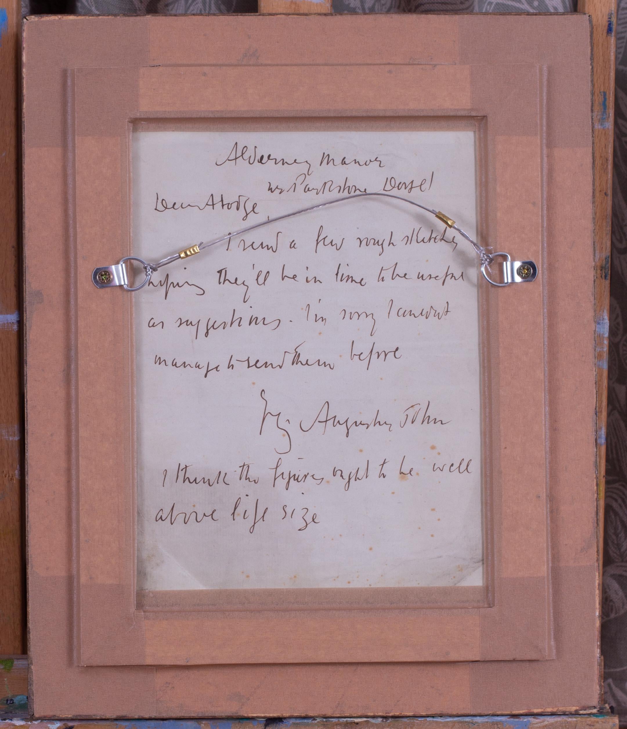 Augustus Edwin Johns, disegno originale ad acquerello firmato di una grotta  persone, inglesi in vendita 4
