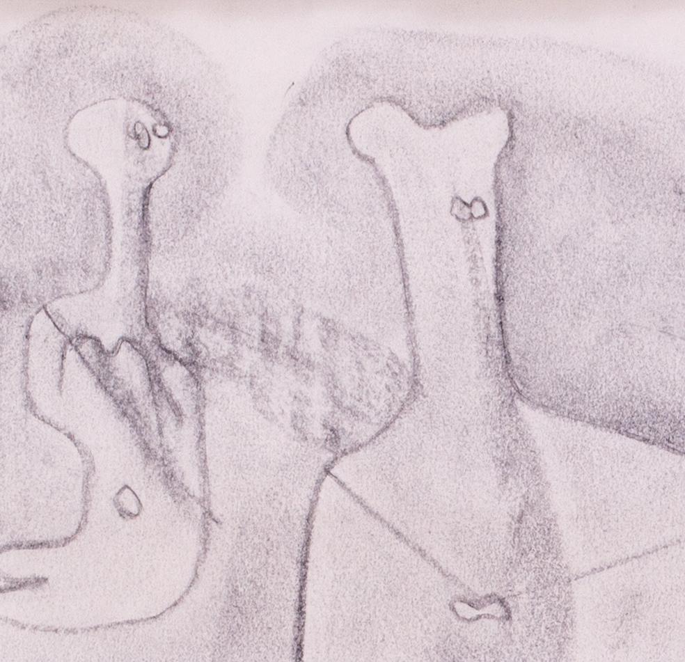 Modern British drawing of abstract figures by Arthur Berridge, 1950 For Sale 3