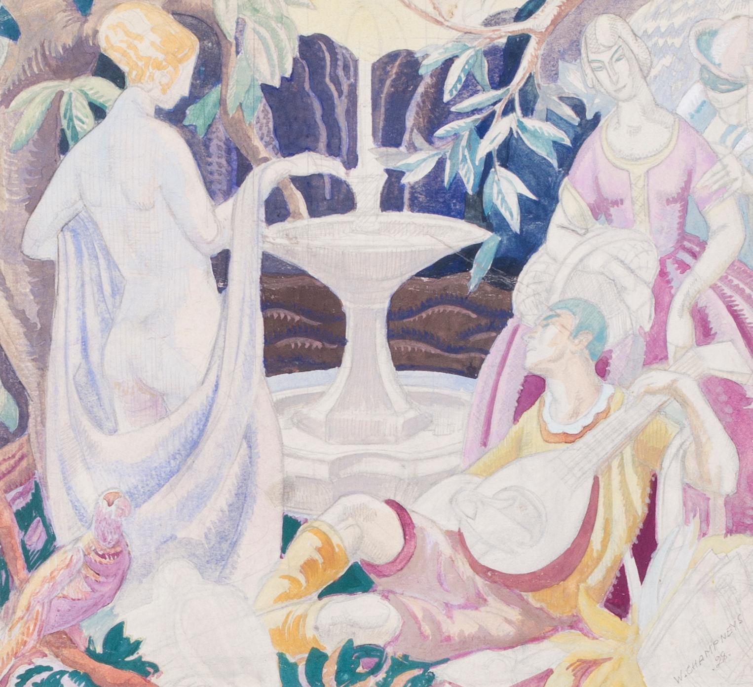 Ein musikalische Idylle; und Die Maskierte Kugel (ein Paar) – Art von Walpole Champneys