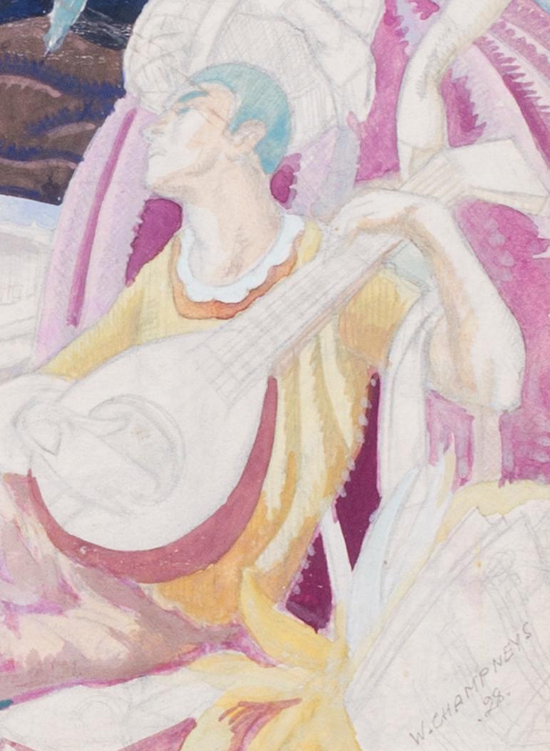 Ein musikalische Idylle; und Die Maskierte Kugel (ein Paar) (Art déco), Art, von Walpole Champneys