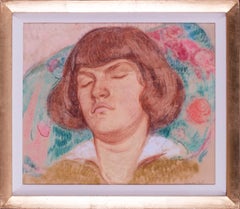 Retrato al pastel de 1916 de "Zoum", la hija del artista dormida por Eeckhoudt
