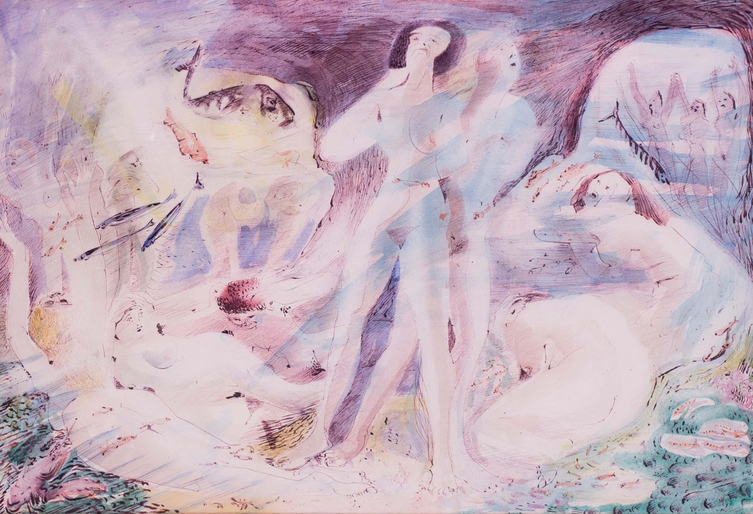 Modern British 20. Jh. Aquarellzeichnung der klagenden Thetis von Hughes-Stanton – Art von Blair Hughes-Stanton