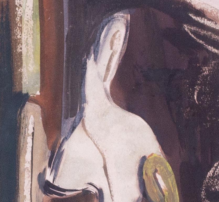 Grande natura morta ad acquerello con figure alla finestra di Stafford-Baker - Still-Life Marrone di Julius Stafford-Baker