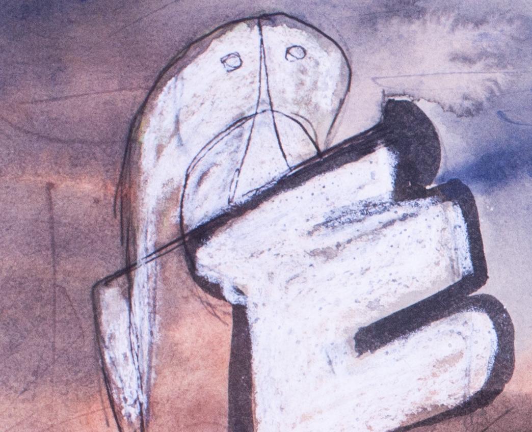 Signed and dated watercolour painting by Henry Moore, 1981 'Four ideas' - Beige Figurative Art by  Henry Moore OM CH