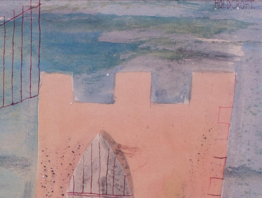 Peinture à l'aquarelle de l'artiste britannique Holdcroft, du milieu du 20e siècle, 