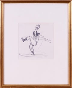 Pitcher, Dodger Catcher and baseball field positions, 3 drawings by Ronald Searl