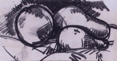 charcoal still-life drawing by Scottish colourist artist John Duncan Fergusson