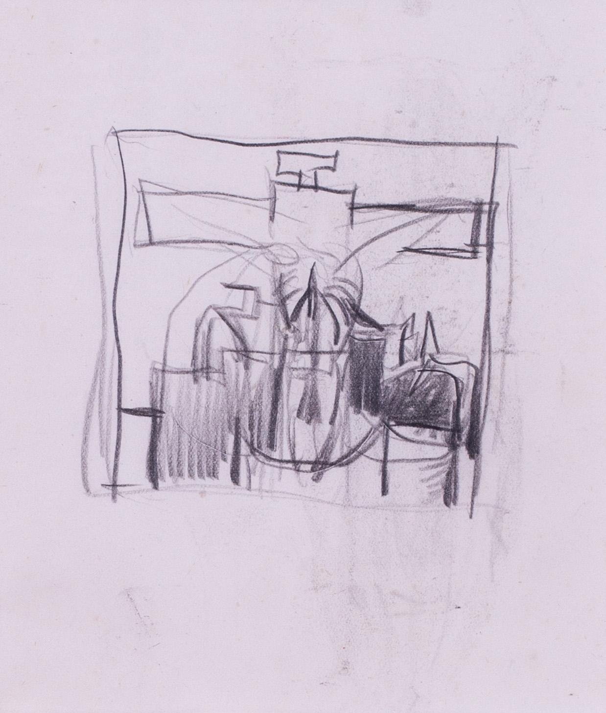 Graham Sutherland pencil on paper drawing of a thorn cross - Art by Graham Vivian Sutherland