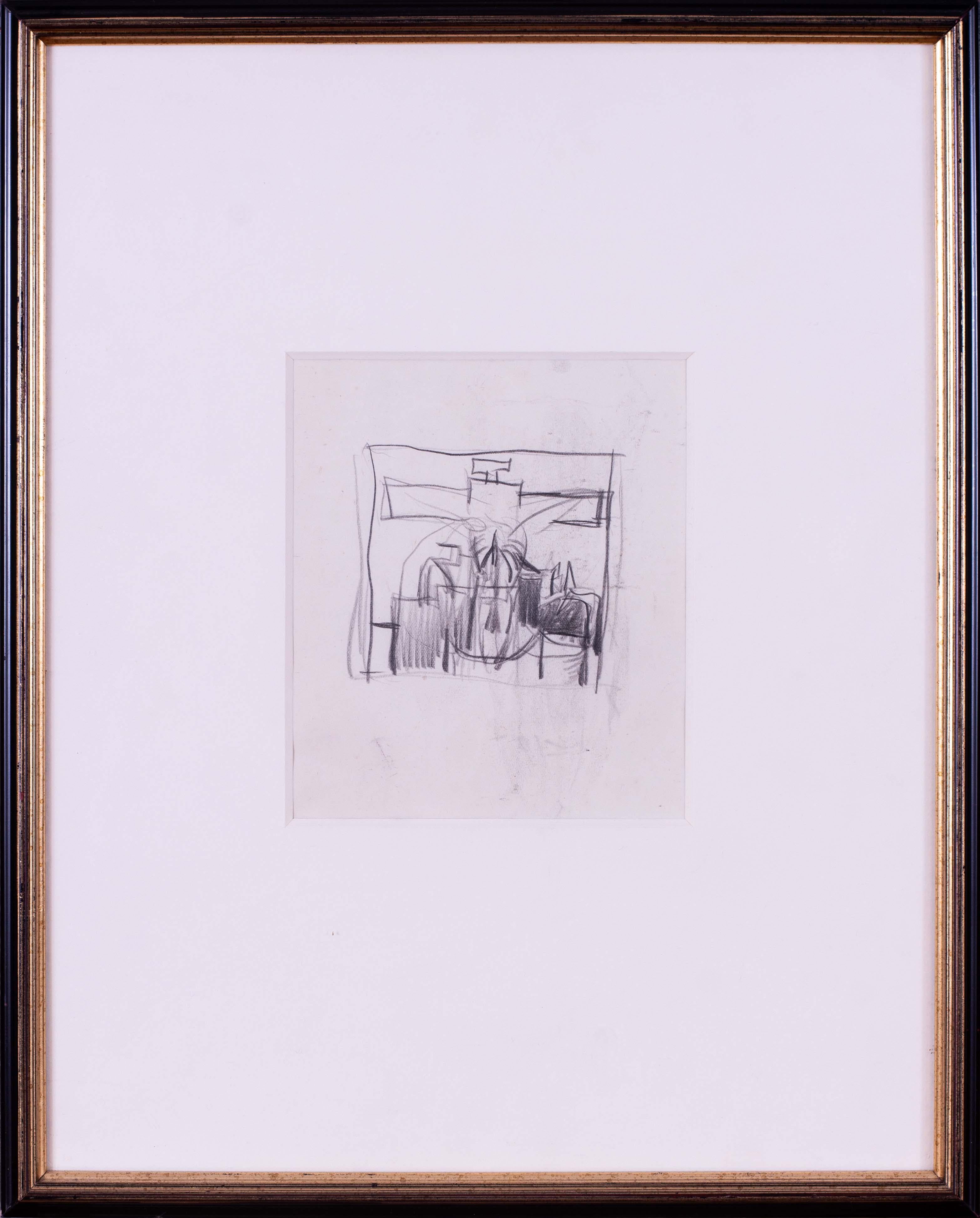 Graham Vivian Sutherland Abstract Drawing - Graham Sutherland pencil on paper drawing of a thorn cross