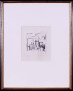 Graham Sutherland dibujo a lápiz sobre papel de una cruz espinosa