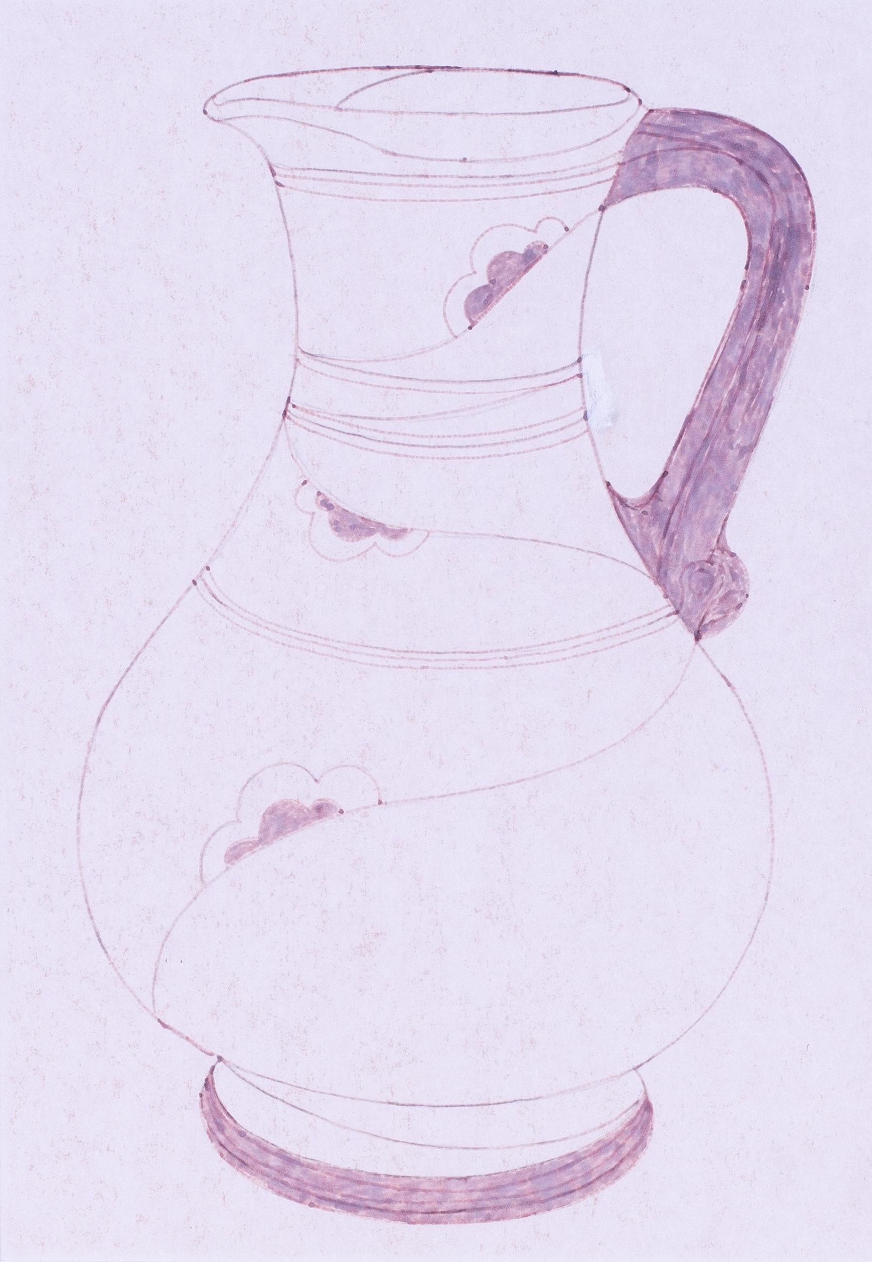 Disegno originale a penna di Patrick Caulfield di una brocca, Regno Unito, metà del secolo scorso in vendita 1