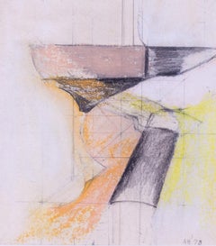 Abstraktes Aquarell im Quadrat des modernen britischen Künstlers Adrian Heath