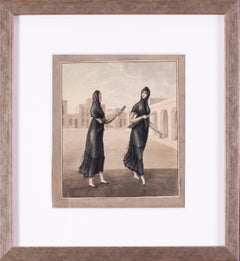 Spanish early 19th Century watercolour of women at the market