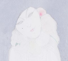 Rare Art deco painting of Jane Marnac in a hat by Gesmar,  gouache and ink 1921