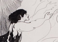 Art Nouveau,  20th century ink drawing of an allegory of time by Sidney Sime