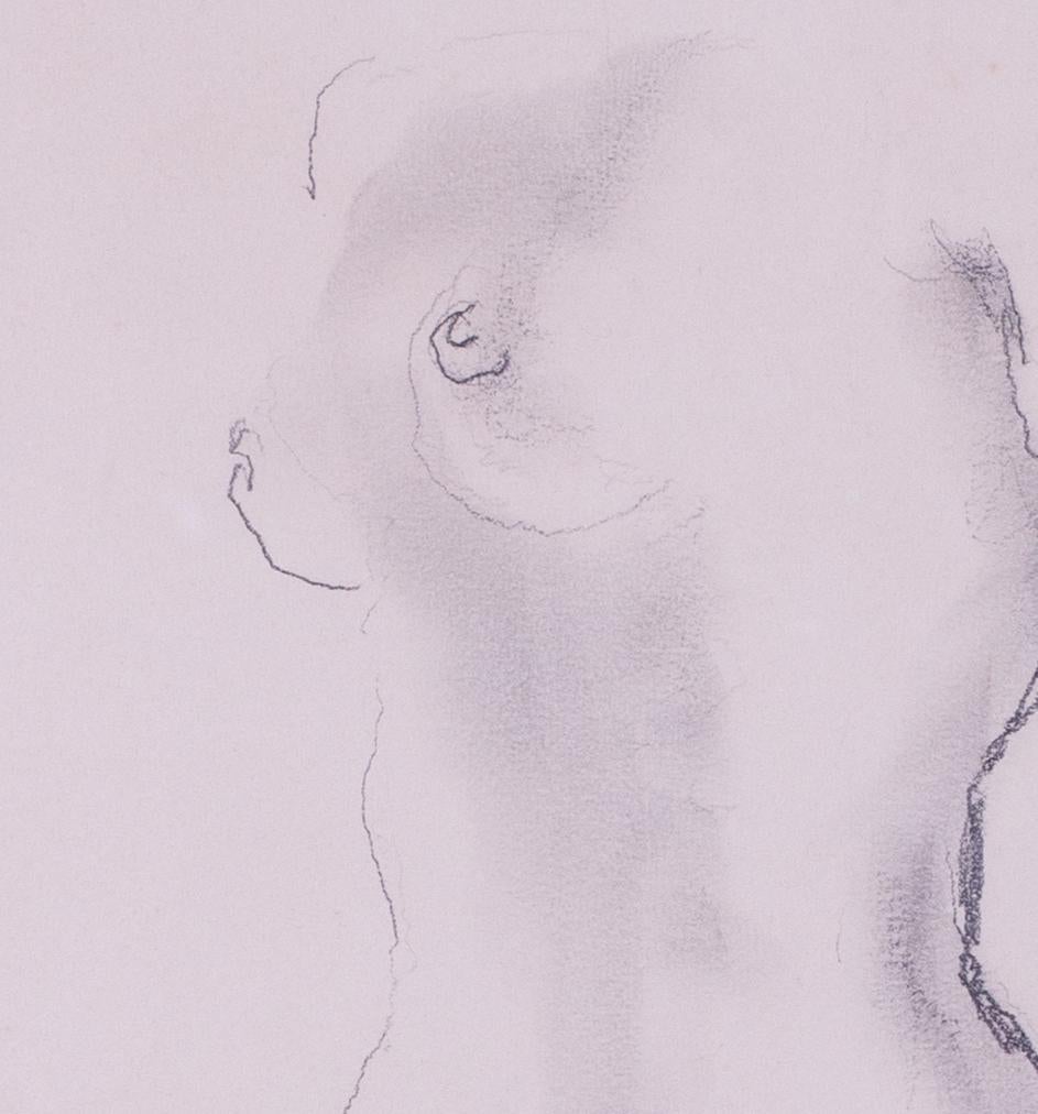 Black crayon drawing of a nude by Modern British artist Frank Dobson For Sale 3