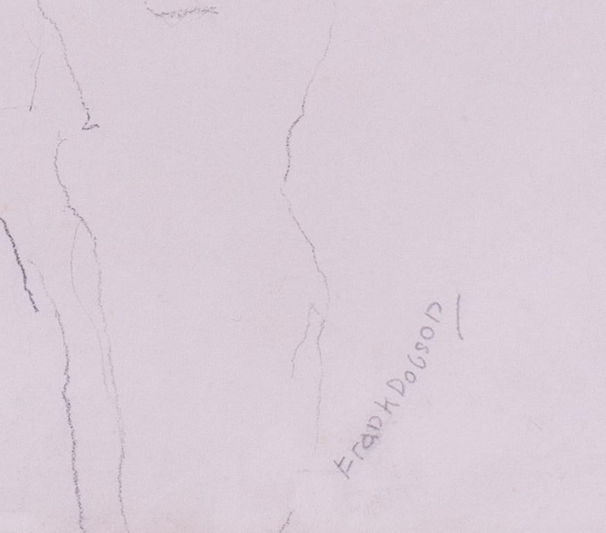 Black crayon drawing of a nude by Modern British artist Frank Dobson For Sale 5