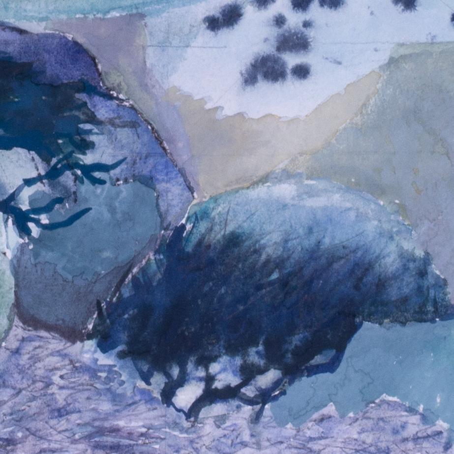 Coastal Hill Fort, gouache sur papier de l'artiste britannique Rachel Fenner en vente 3