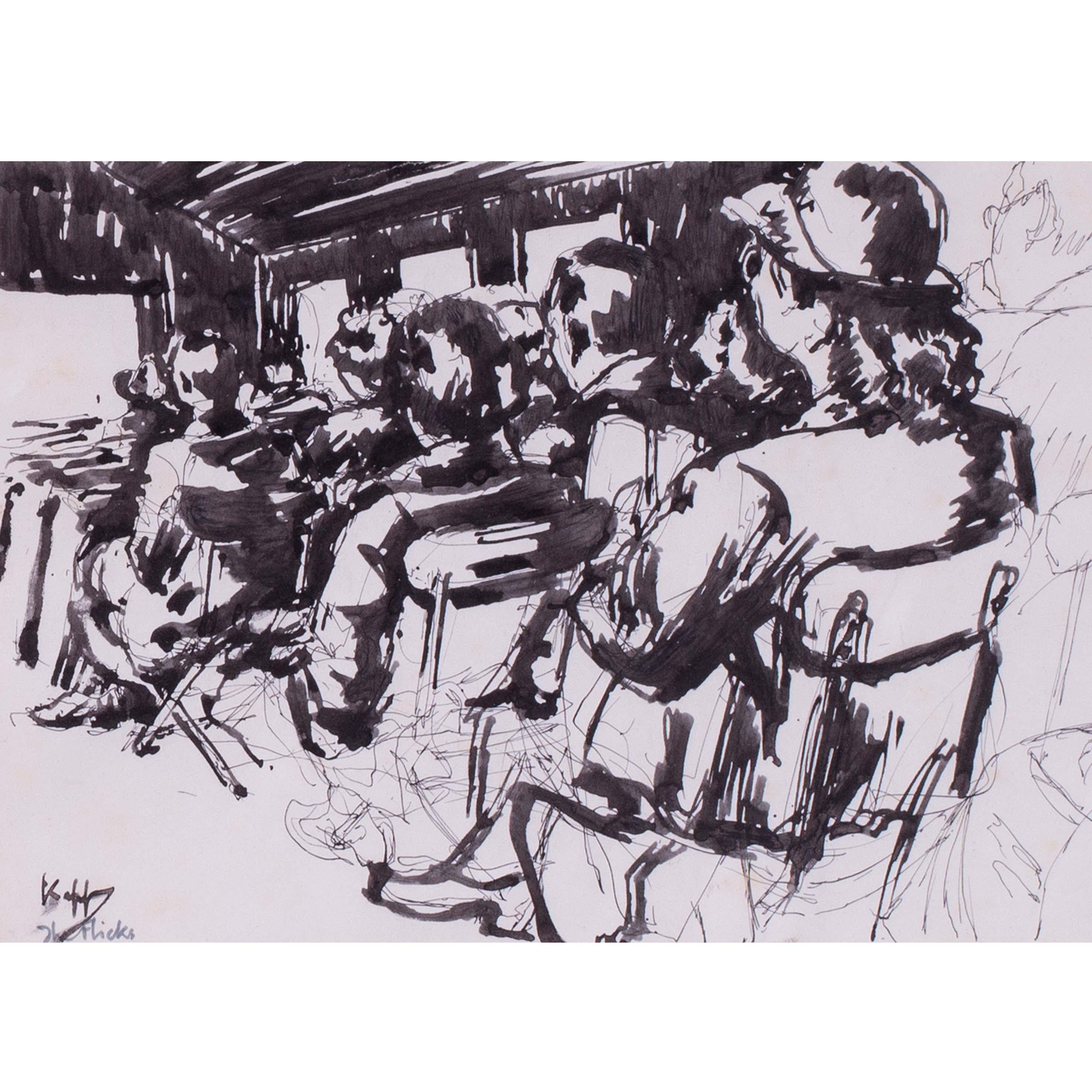 Mid Century Modern British 'The Flicks' von dem deutsch-britischen Illustrator Kapp im Angebot 1