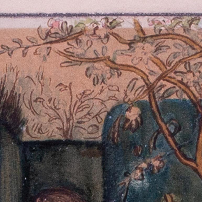 Ein Paar Original-Aquarellkunstwerke von Kate Greenaway „Under the Window“, 1879 im Angebot 5