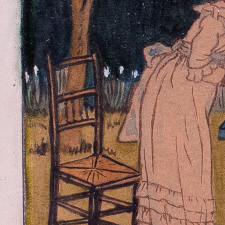 Ein Paar Original-Aquarellkunstwerke von Kate Greenaway „Under the Window“, 1879 im Angebot 6