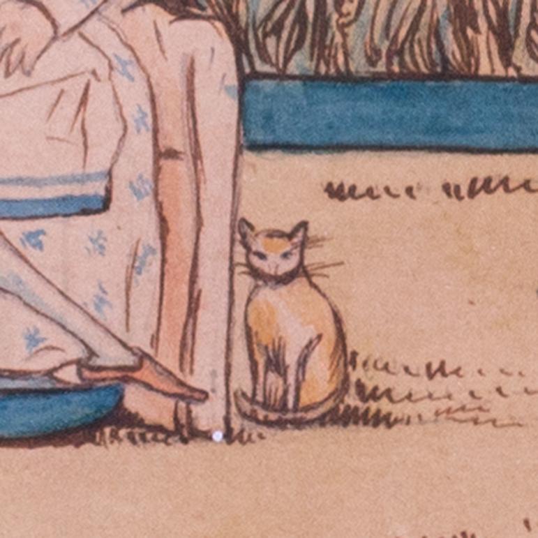 Ein Paar Original-Aquarellkunstwerke von Kate Greenaway „Under the Window“, 1879 im Angebot 10