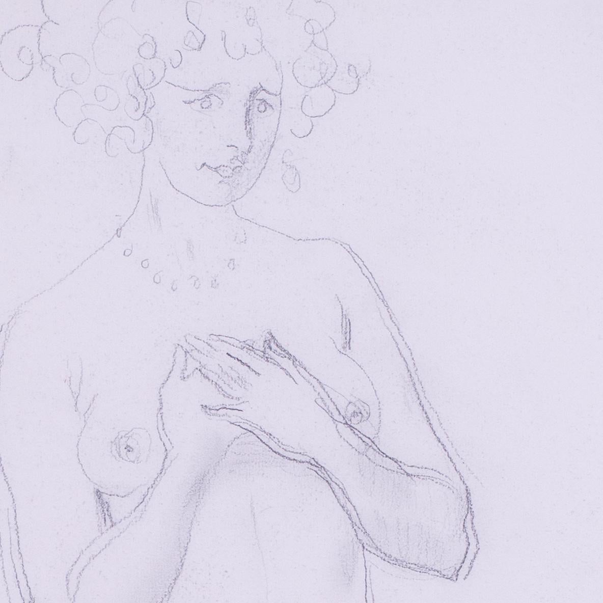 Augustus John, britannique, dessin d'un nu agenouillé, crayon sur papier - Noir Nude par Augustus Edwin John