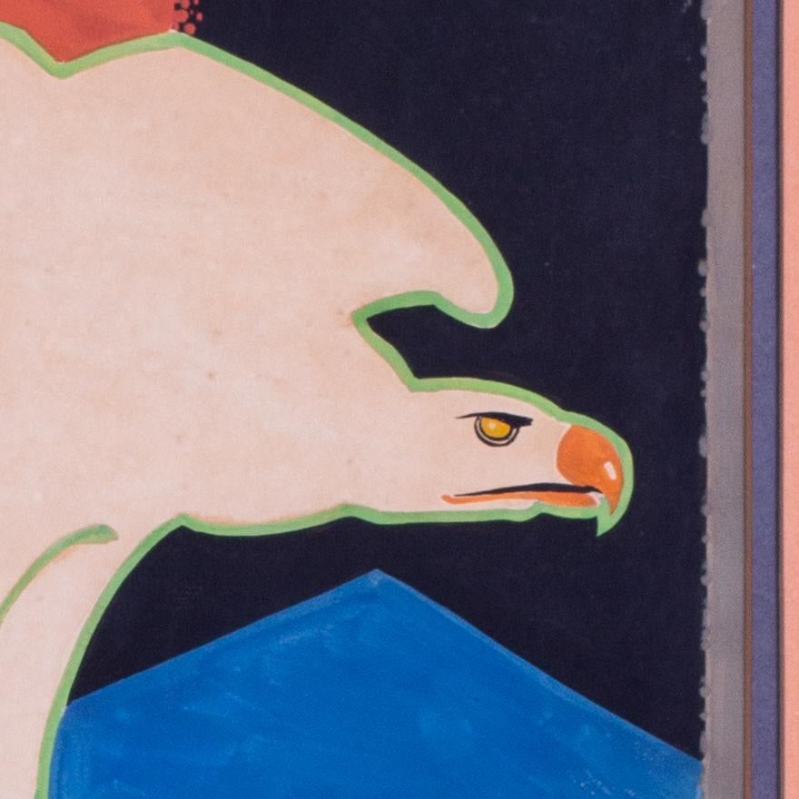 British, graphic gouache painting of an eagle by George Alfred Boden, early 20th For Sale 2