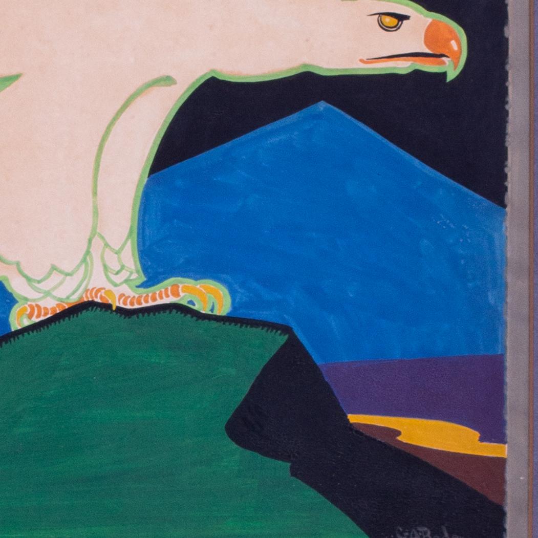 British, graphic gouache painting of an eagle by George Alfred Boden, early 20th For Sale 5