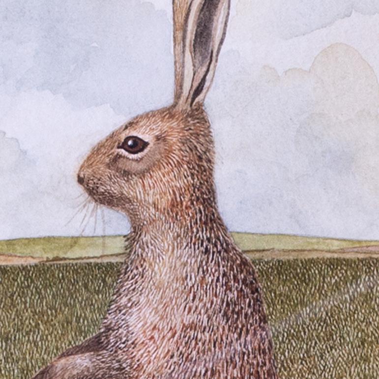Aquarelle britannique du 20e siècle ou March Hares de Shirley Smithers en vente 2