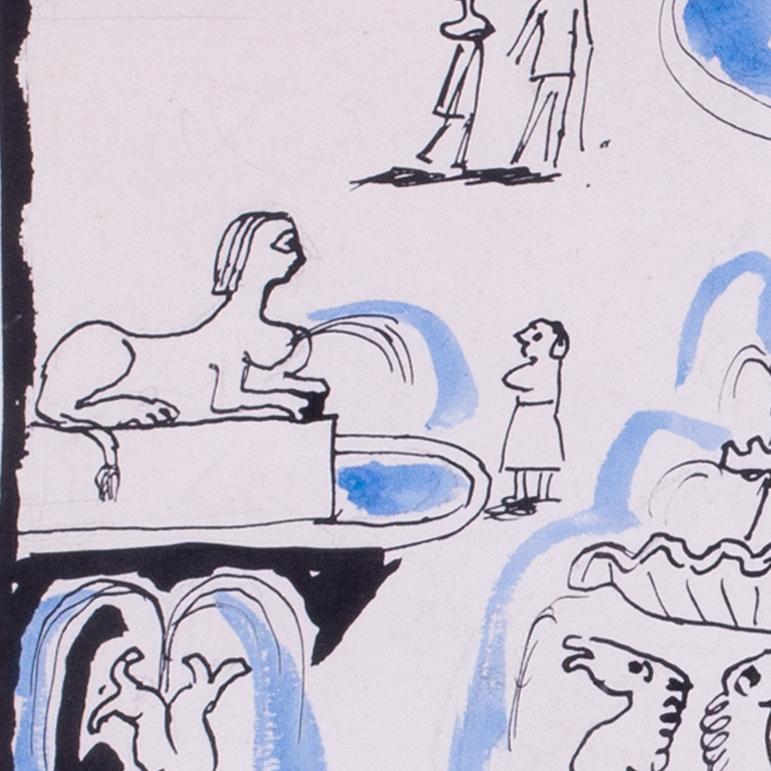 Edward Bawden Design des Zuhörers, Tinte auf Papier, britischer Maler, Illustrator im Angebot 3
