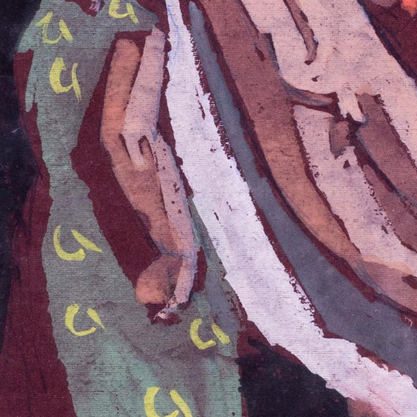 Aquarelle expressive britannique du milieu du siècle 
