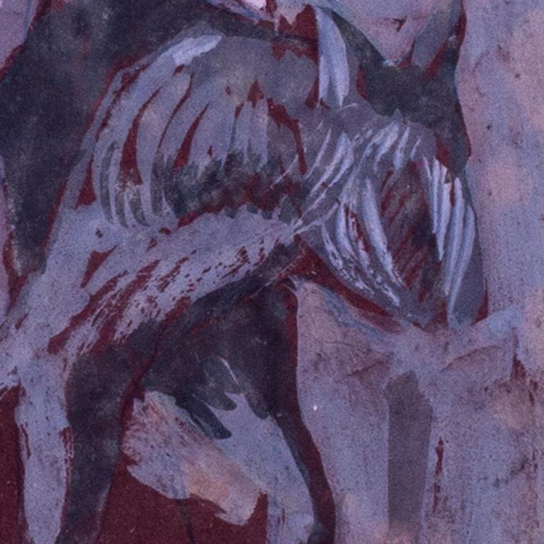 Britisches expressives Aquarell aus der Mitte des Jahrhunderts 