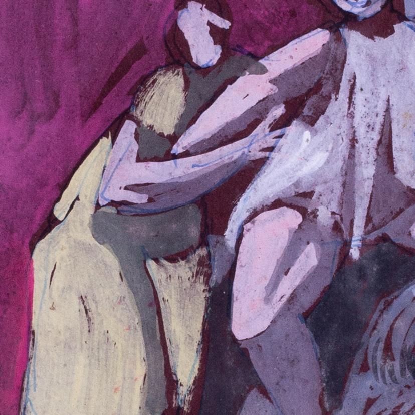 Norman Basil Townes (Brite, 1915 - 1987)
Der Flug nach Ägypten
Gouache auf Papier
7.1/4 x 5.1/8 in. (18.4 x 13 cm.)

Norman Basil Townes (1905-1984) war ein britischer Künstler, der für seine stimmungsvollen religiösen und allegorischen Werke