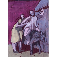 British expressive, mid century watercolour 'The flight to Egypt' by Basil Town