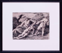Britisches, ausdrucksstarkes Aquarell aus der Mitte des Jahrhunderts 'Eine klassische Allegorie' Townes